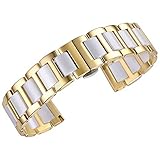 Luxus Keramik Uhrenarmband Ersatz Edelstahl Keramik Uhrenarmband Links Uhrenarmbänder Herrenuhr Armband mit Schmetterlingsschnalle Weiß & Gold 18mm