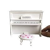 ♚Hölzernes weißes Klavier Mini-Puppenwaagenmodell für 1/12