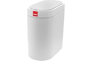 SENSIOHOME 5 Litre Waterproof Motion Sensor Trash Can Dust Bin with Auto Lid, Automatic Garbage Bin for Bedroom Kitchen Bathroom Living Room Office, White with Grey coloured Trim
