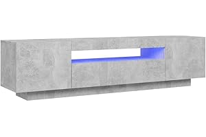vidaXL Mueble para TV con Luces LED Soporte Mobiliario Aparador Estante Salón Sala de Estar Dormitorio Decoración Gris Hormigón 160x35x40 cm