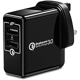 Quick Charge 3.0 USB Charger, Spigen Essential [QC3.0+2.4A/30W] [Intelligent Power Technology] [Rapid Dual Fast Charger] Fast USB Wall Charger for Androids, Smartphone, Nintendo, Drone, etc - F207