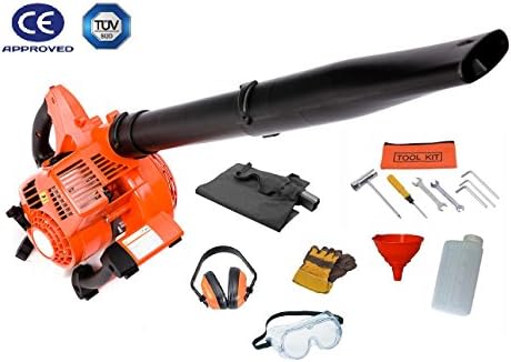 BUKO 26cc 3 in 1 Petrol Leaf Blower, Vacuum, Mulcher &amp; Shredder, 140mph Air Speed- Large 45L Collection bag with Shoulder Strap, 10:1 Shredding Ratio