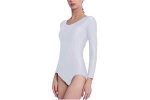 CARNAVALIFE Bodysuit Maillot Ballet Mujer de Manga Larga y Cuello Redondo, Maillot Danza Niña para Bailarina Gimnasia, Consulte la Tabla de Tallas Antes de Comprar