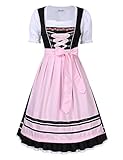 ❤Traje de tres piezas: vestido tipo "Dirndl" con blusa y delantal. Manga corta y A-line.