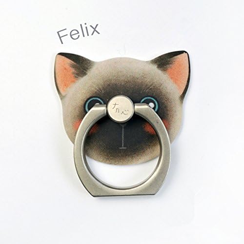 KRY Cute Cat Rotating Metal Finger Grip Ring Holder Stand Suitable For Any Mobile Phones with Car Phone Holder (light gray)