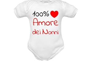 CORREDINO NEONATO Body pour nouveau-né amusant avec inscription « Amo Mamma et Papa », 100 % amour de Zia, Zi, Neige et Nonni à manches courtes et à manches longues - Blanc - 0-3 mois