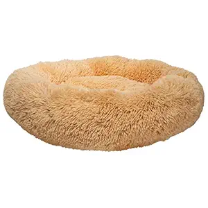 Franklin Pet Supply Soft Puff Pet Bed - Luxury Bed for Dog - Faux Fur Round Plush Cushion Pet Bed