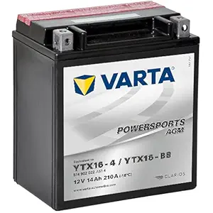 VARTA POWERSPORTS MOTORCYCLE BATTERY AGM High Performance (514902022) YTX16-BS 14Ah 210 A