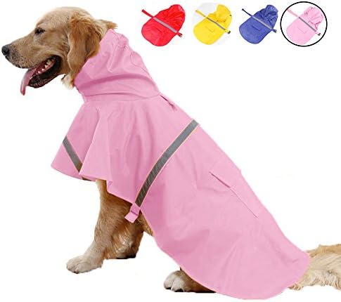 Systond Pet Dog Raincoat Lightweight Waterproof Clothes Dog Raincoat Puppy Rainwear Coat Jacket with Leash Hook and Reflective Strip for Small Medium Large Dogs Raincoat01