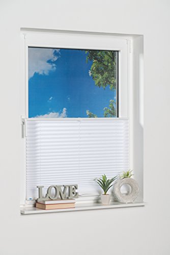 K-home Klemmfix-Plissee Palma Weiß 40 x 130 cm (B x L) Lichtschutz +++ Moderne Crushed Optik +++ - 3
