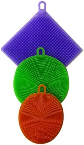 3Pcs/set Silicone Dishwashing Brush,Food Grade Antibacterial Silicone Dishwashing Rag Brush Efficient Kitchen Tableware Cleaning Tools