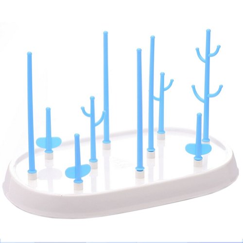Baby Newborn Bottles Drying Rack Infant Toddler Nipple Drying Station Blue