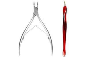 KZTHA 2-teiliges Nagelhautzange Hautzange Edelstahl Nagelzangen Nagelhautschneider mit Dead Skin Fork Nagelhautentferner-Set Renovierungs-Nagel-Pediküre-Werkzeug für Fußnägel und Nägel