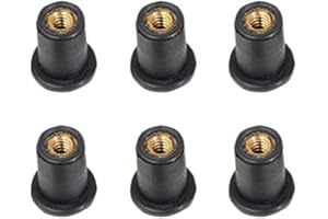 TUOSERVO Black Rubber Wellnuts Well Nuts Bolts Motorcycle Windshield Blind Fastener 6pcs (M5)
