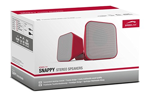 Speedlink Aktive Stereo-Lautsprecher - SNAPPY Stereo Speaker USB (6W RMS fÃ¼r kraftvolle Bassfrequenzen - Praktische Tischfernbedienung fÃ¼r bequeme LautstÃ¤rkeregelung - 1,25 m KabellÃ¤nge) fÃ¼r Computer / Laptop rot-weiÃŸ