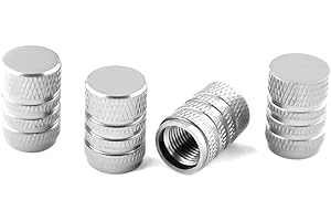 CGEAMDY Coprivalvole Auto in Metallo Tappi Pneumatici Auto, 4 Tappi Stelo Valvola Pneumatico, Set Tappi Valvole Ruote in Alluminio, Tappi Gomme per Valvole Auto in Alluminio, Tappis Valvola (Argento)
