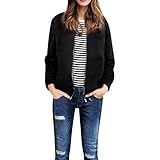 Tianwlio Mäntel Herbst Winter Damen Jacken Parka Warme Jacken Strickjacken Mode Mantel Reine Farbe Plus Größe Mäntel mit Reißverschluss Schwarz XXL