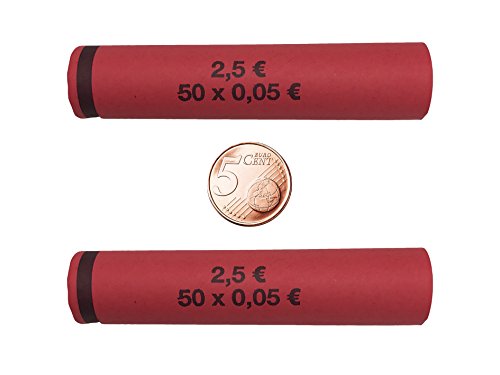 3704 MÜNZHÜLSEN - Münzrollenpapier vorgefertigt und gerollt für 5 Cent (112er Pack) A