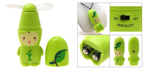 Beweglicher kleiner Cartoon Apfel Muster Batterie-Ventilator Grün - 2