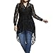 Produktbild OSYARD Damen Strickmantel Oberseiten Pullover Sweatshirt, Frauen Tunika Hemd Langarm V-Ausschnitt Kleidung Spitze Strickjacke Vertuschen Kimono Bluse T-Shirt Tops Elegant Oberteile(M, Schwarz)