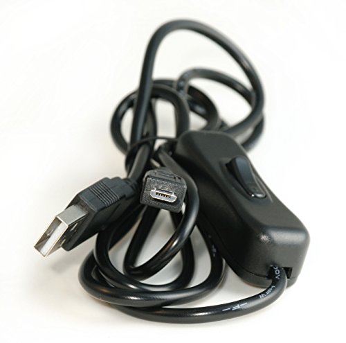 valonic USB Strom-Kabel mit Schalter, hochwertig, verwendbar mit Raspberry Pi 1, 2, 3, Arduino und diversen Smartphones, USB A auf Micro-USB mit robustem Schalter, Power Kabel (Kippschalter) ca. 1,5m, schwarz, Ladekabel für Handy und Smartphones, RasPi, RPi - 3