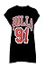 Produktbild Damen STIER 91 Bedruckt Uni Sport Baseball Basketball Fußball Rundhals Gekrempelt Flügelärmel T-Shirt Top - Schwarz, Plus Size (UK 24/26)