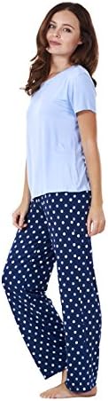 Ladies Soft Pyjama Set Womens Short Sleeve Floral Loungewear Spots Nightwear