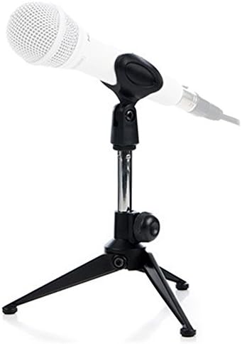 Tencro Adjustable Foldable Tripod Desktop Microphone Stand Holder with Mic Clip for Meetings, Lectures, Podcasts, TV Station and Program Recording