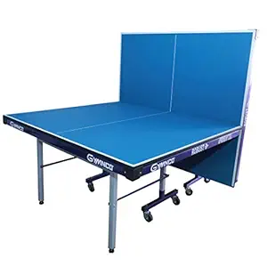 Gymnco Robust Iron Tech Table Tennis Table with 75 MM Wheel (Top 25 mm Laminated Compressed & Free TT Table Cover + 2 TT Racket & Balls)