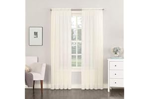 Megachest a pair of slot top voile curtains (Ivory, 56" wideX90 drop 2 Panels)