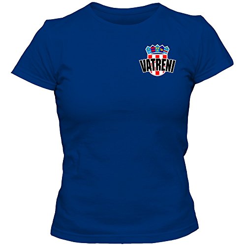 Kroatien WM 2018#5 WM T-Shirt | Damen | Hrvatska | Kockasti | Trikot | Nationalmannschaft, Farbe:Blau (Royalblue L191);Größe:S