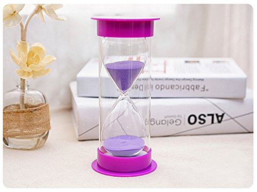 Mode Sanduhr 60 Minuten Kunststoff Glas Sand Timer Sand Uhr für Küche, Büro, Schule oder Geschenk Dekorative – Fertig mit Echt Strand silber Abdeckung + lila Sand - 6