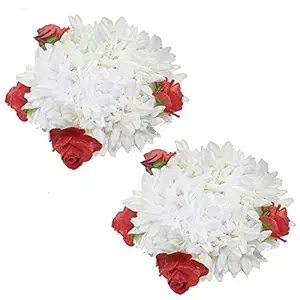 Maahal Hair Accessories Gajra/Vani Rose Flower Bun Rubber Band Design For Girls & Women