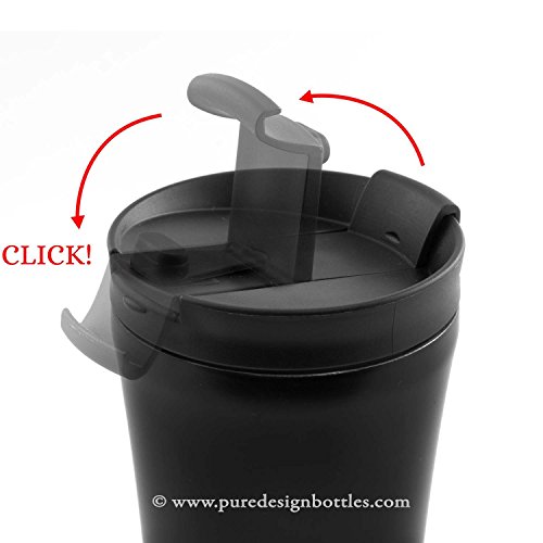 Kaffeebecher to go 450ml. Thermobecher Edelstahl Auslaufsicher 0.45L Matt Schwarz/Weiß – 100% Lebenslange GARANTIE. Dicht Isolierbecher in Premium Verpackung - 8