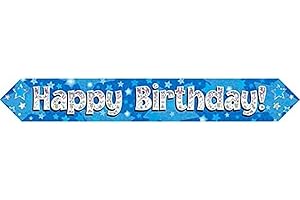 OAKTREE 9ft Banner Happy Birthday Blue Foil Holographic Banner