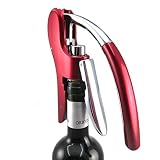 Best Utensils Tire-bouchon professionnel en alliage de zinc, Tire-bouchon à levier de haute qualité avec coupe-capsule et décapsuleur intégrés, outil pour serveur Red