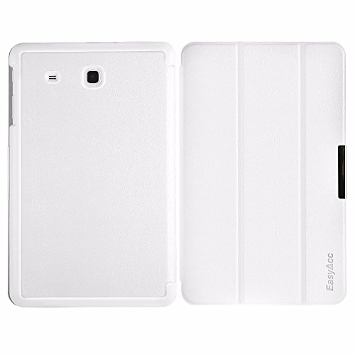 EasyAcc Samsung Galaxy Tab E 9.6 Hülle Schutzhülle T560 Case Hochwertiges PU Leder Etui – mit Standfunktion für Samsung Galaxy Tab E T560/T561 (9,6 Zoll) Tablet-PC (Weiß, Kunstleder, Ultra Dünn) - 7