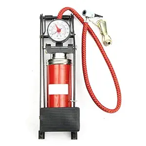 HARIKRUPEX Portable Aluminium Body Double Cylinder Air Pump with Pressure Gauge and Smart Valve Head