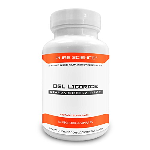 Pure Science DGL Regalice Root 500mg - Estandarizado a 3% de Glycyrrhiza Glabra Root - 50 cápsulas vegetarianas