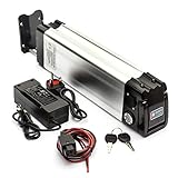 24V 15Ah Electric Bicycle Bike Lockable Silver Fish Chinese Cell Lithium-ion Portable Battery Kit + Quick Charger
