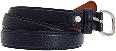 Forest Belts Mens 1.00 Inch Plait Pattern Leather Belt (X-Large (40”-44”)) (Navy)