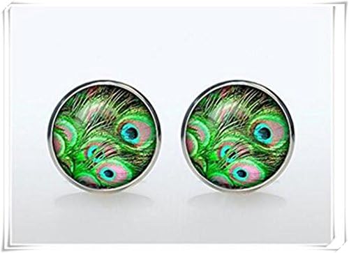 cufflinks-Wedding cufflinks Silver plated Peacock cuff links Accessories for men and women jewelry turqouise