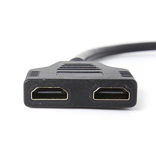 HDMI-Splitter Adapter – SODIAL(R) HDMI 1 bis 2 Doppeltraegersignal Adapter konvertiertes Video Kabel fuer TV HDTV (Schwarz) - 3