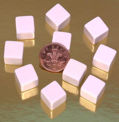 Witzigs Dice, blank-pack of 10 x 16mm. diameter.00540