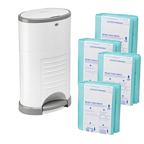 Preisvergleich Produktbild Korbell Windeleimer weiß-grau inklusive 4 Folien Nachfüllpacks