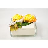 Viereckige Tischdeko in gelb/wei