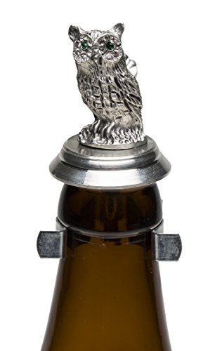 Schnabel-Schmuck Eule+Straß Bierflaschen Zinndeckel mit Zinnfigur
