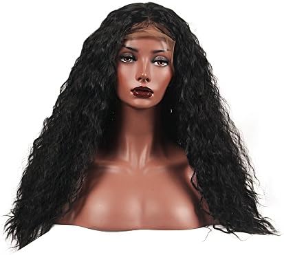 Stylistlee Synthetic Lace Front Wigs Long Kinky Curly Wave 250% Density Free Part Heat Resistant Fiber Hair Wigs For Women (26" black)