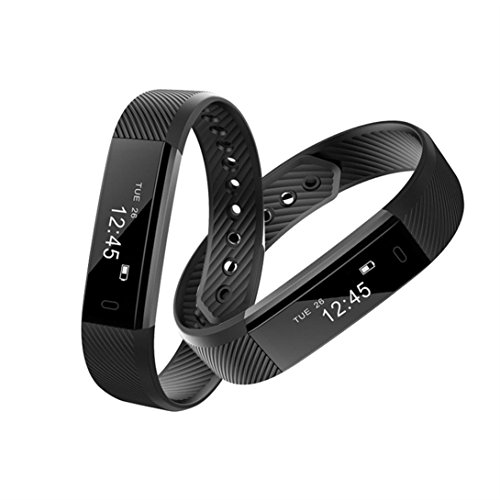 Reloj Inteligente Xinan Reloj Inteligente Bluetooth Pulsera Pulsera Podómetro Sport Fitness Tracker ID115 (??Negro)