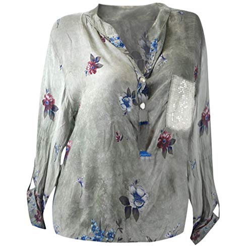 BOLANQ Femmes Casual Chemisier Boutonné à Manches Longues